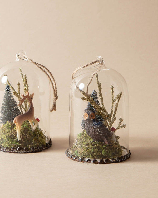 Glass Cloche Forest Animal Ornaments - Lone Fox