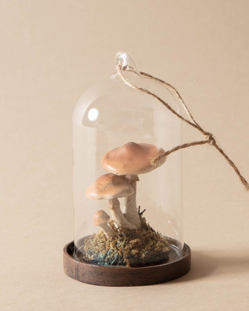 Glass Cloche Mushroom Ornament