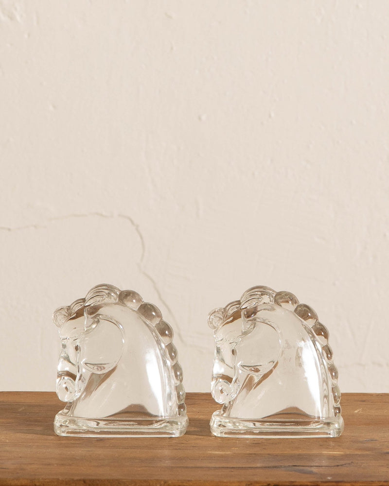 Glass Horse Head Bookends (Set of 2) - Lone Fox