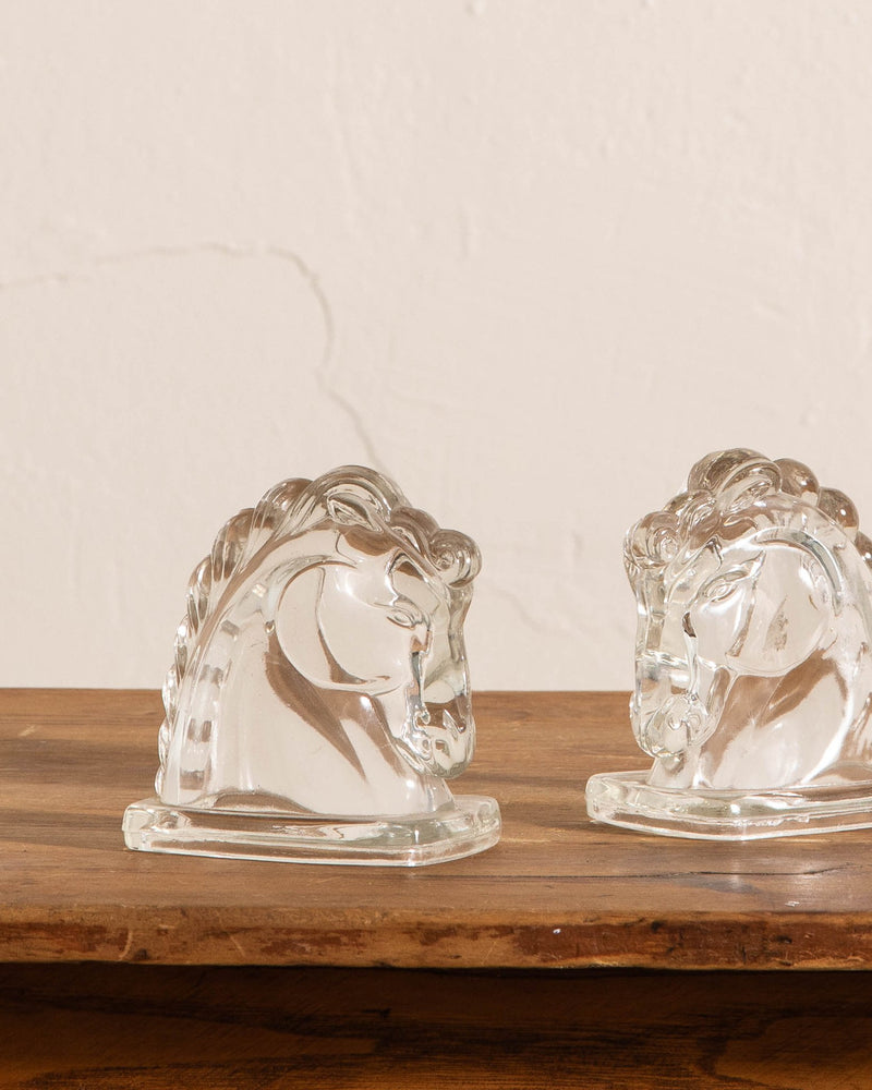 Glass Horse Head Bookends (Set of 2) - Lone Fox