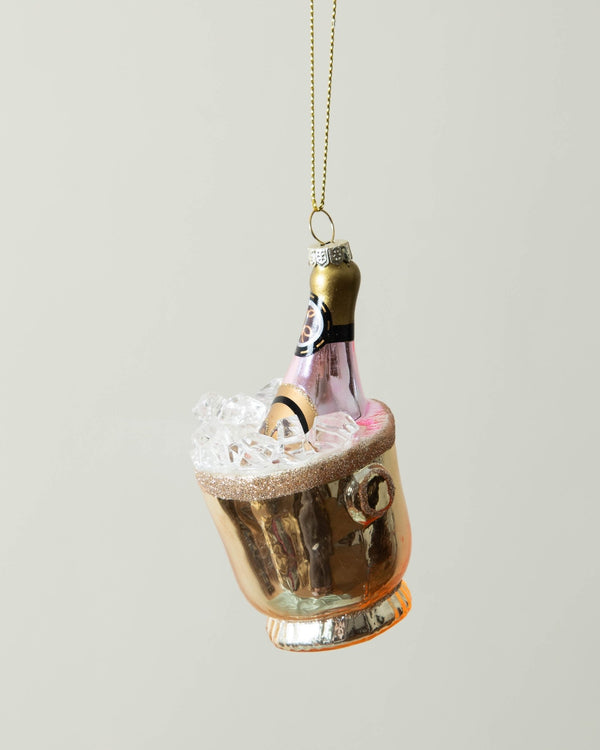 Glass Ice Bucket w/ Champagne Ornament - Lone Fox