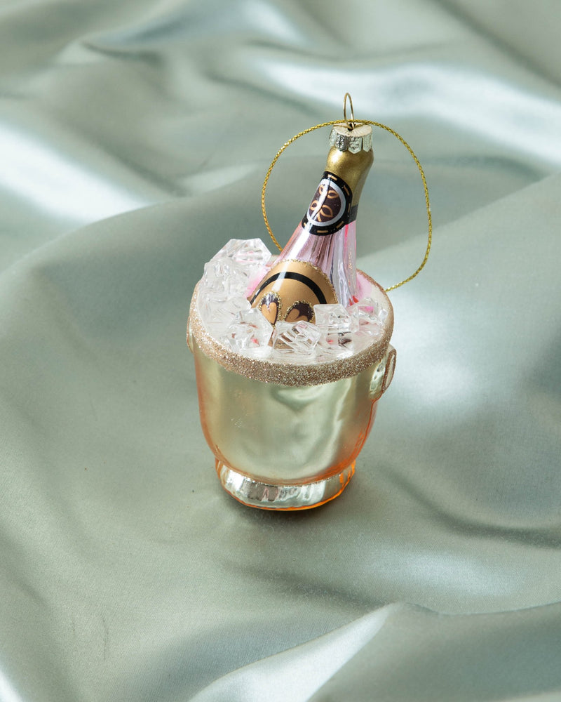 Glass Ice Bucket w/ Champagne Ornament - Lone Fox