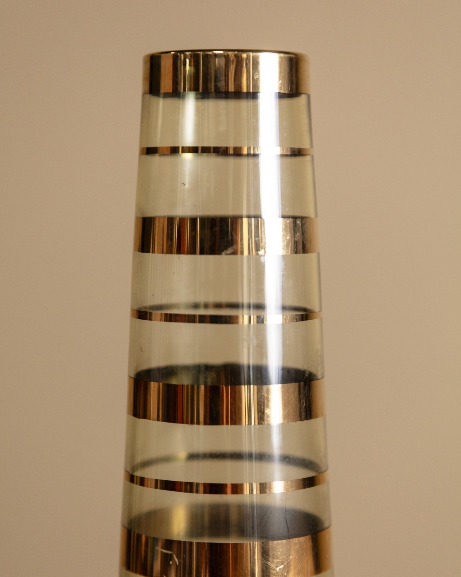 Glass Tall Vase with Gold Stripe Detail, Italy, Mid 20th Century