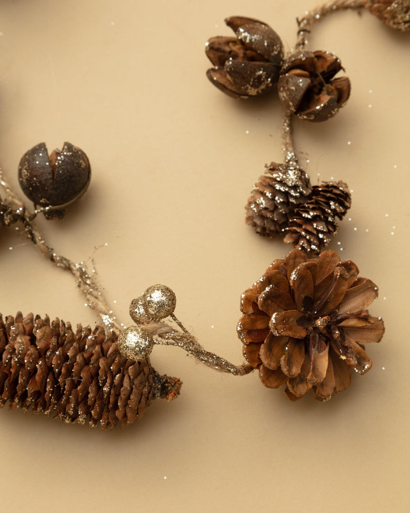 Glittery Pinecone Garland w/ Seed Pods - Lone Fox