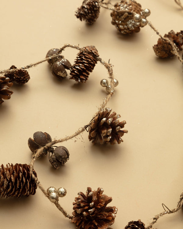 Glittery Pinecone Garland w/ Seed Pods - Lone Fox