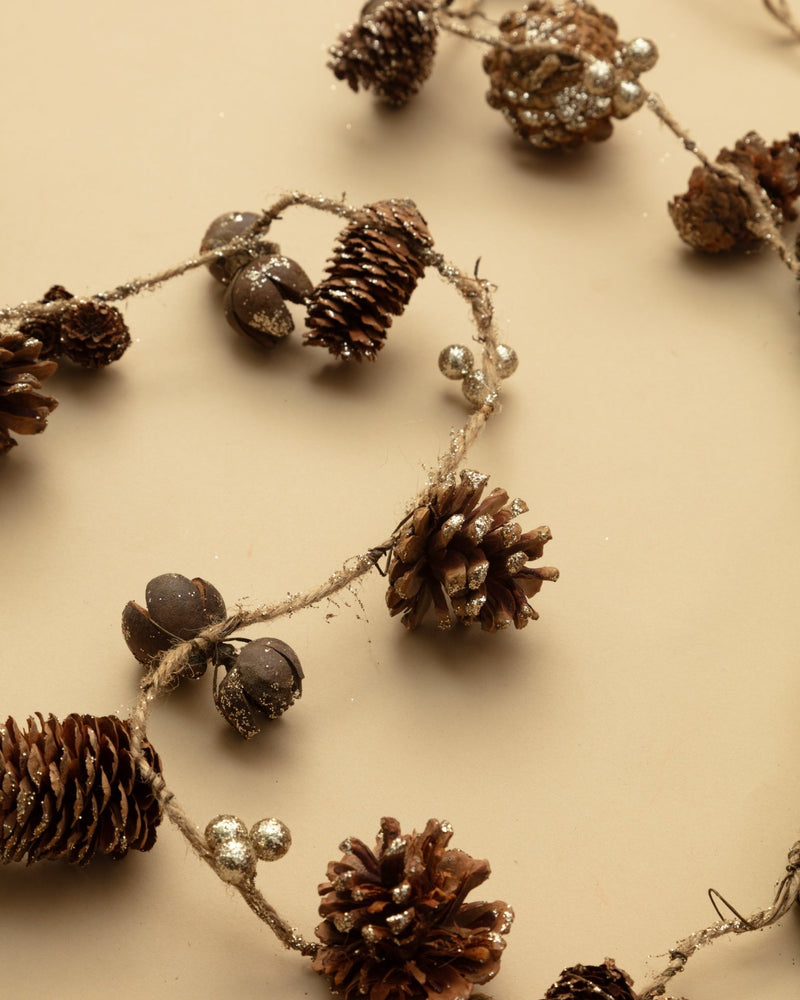 Glittery Pinecone Garland w/ Seed Pods - Lone Fox