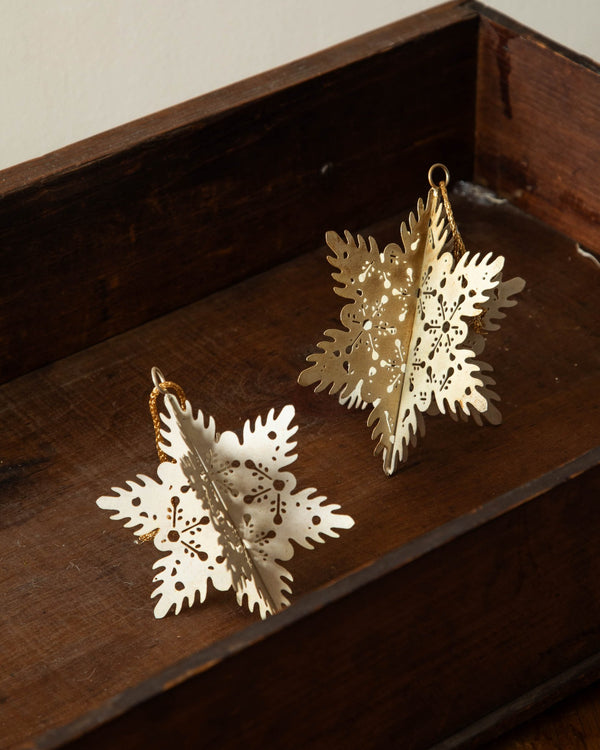 Gold 3D Snowflake Ornaments - Lone Fox