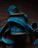 Gold-Edged Velvet Ribbon on Wood Spool - Lone Fox