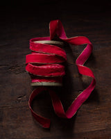 Gold-Edged Velvet Ribbon on Wood Spool - Lone Fox