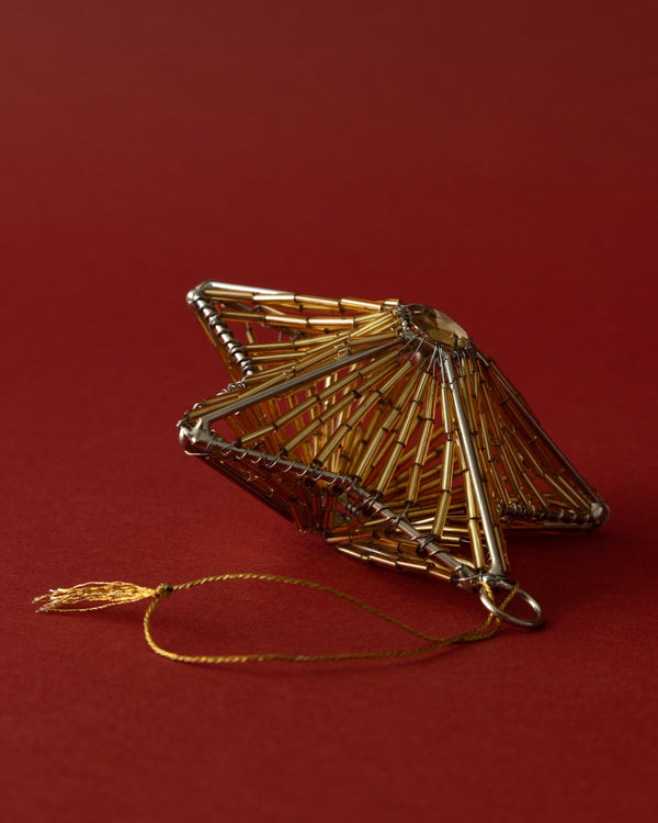 Gold Hand Beaded Star Ornament - Lone Fox