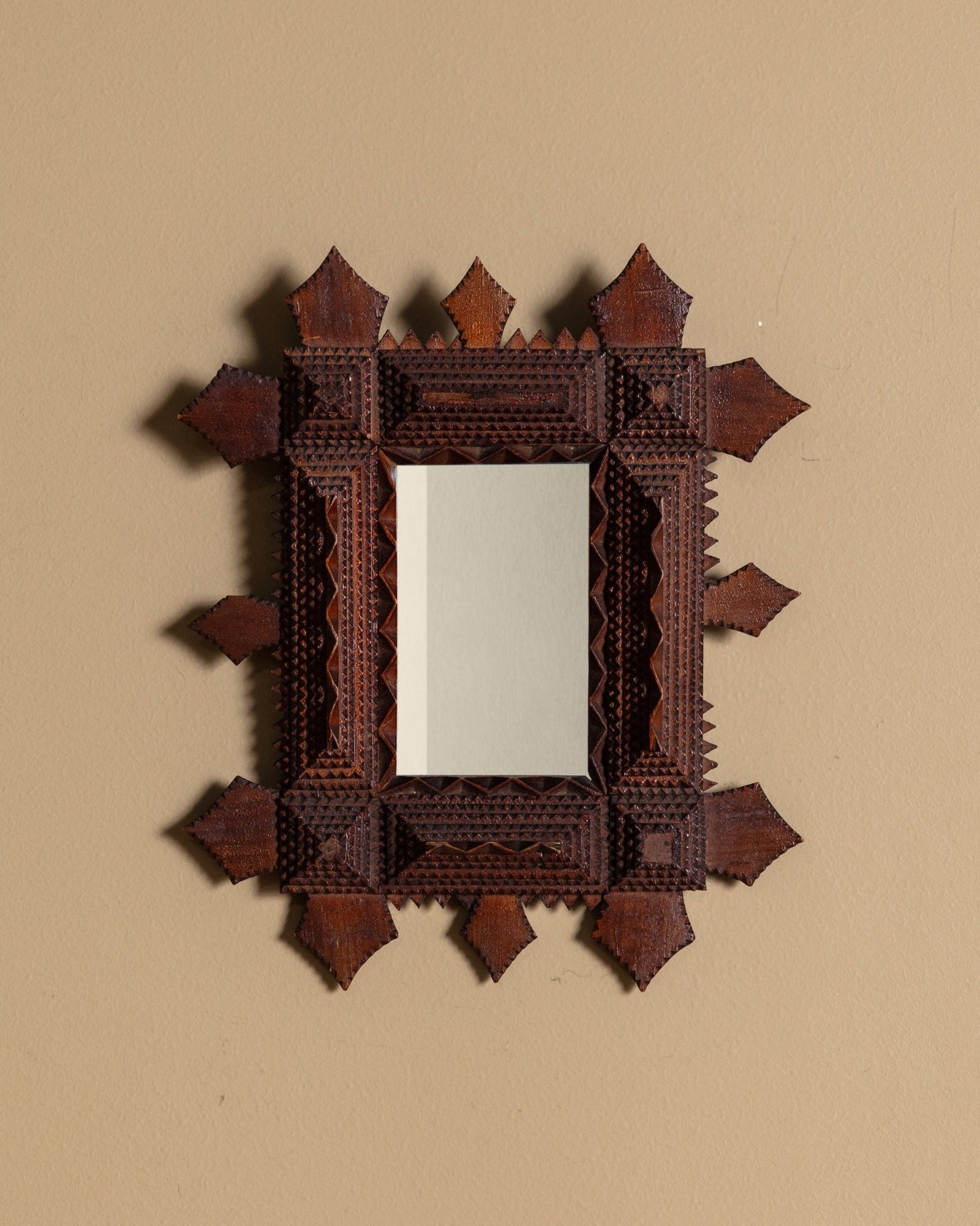 Gothic Style Tramp Art Mirror, Central Europe, 19th Century – Lone Fox