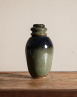 Graduated Blue & Green Lidded Studio Pottery Canister - Lone Fox