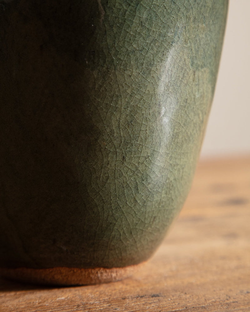 Graduated Blue & Green Lidded Studio Pottery Canister - Lone Fox