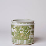 Green and White Porcelain Fish and Lotus Cachepot - Lone Fox