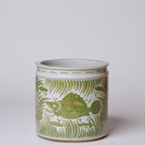 Green and White Porcelain Fish and Lotus Cachepot - Lone Fox