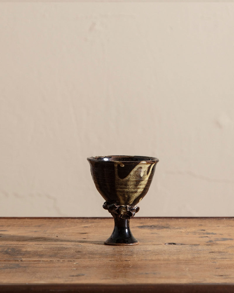 Green & Black Abstract Studio Chalice, Signed - Lone Fox