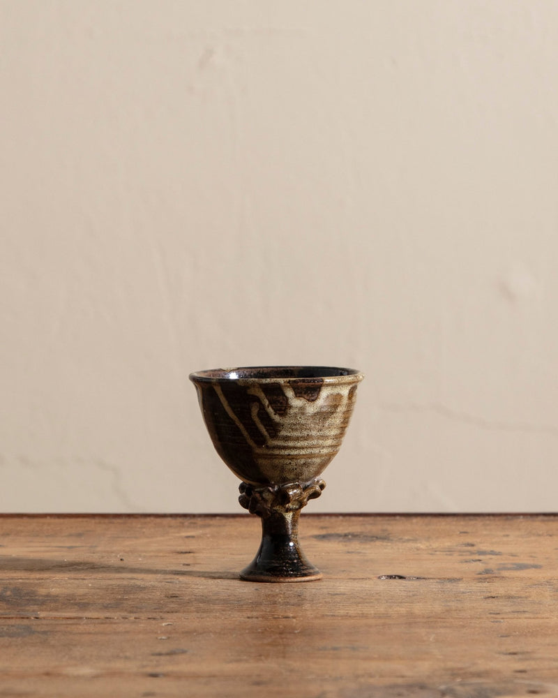 Green & Black Abstract Studio Chalice, Signed - Lone Fox