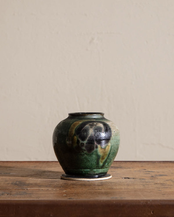Green & Blue Abstract Studio Vase, Signed - Lone Fox