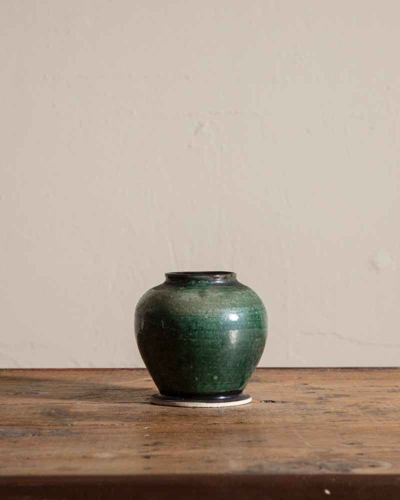 Green & Blue Abstract Studio Vase, Signed - Lone Fox