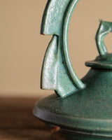 Green Ceramic Teapot with Sculptural Dog Lid by Vincent Sansone, 1980's - Lone Fox