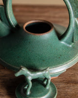 Green Ceramic Teapot with Sculptural Dog Lid by Vincent Sansone, 1980's - Lone Fox