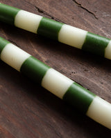Green & Cream Striped Taper Candles (Set of 2) - Lone Fox