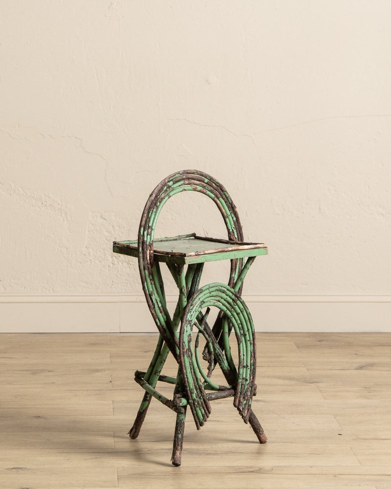 Green Folk Art Horseshoe Twig Side Table, Early 20th Century - Lone Fox