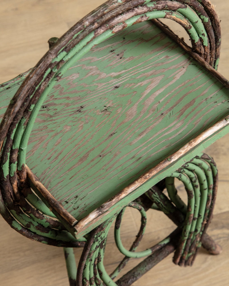 Green Folk Art Horseshoe Twig Side Table, Early 20th Century - Lone Fox