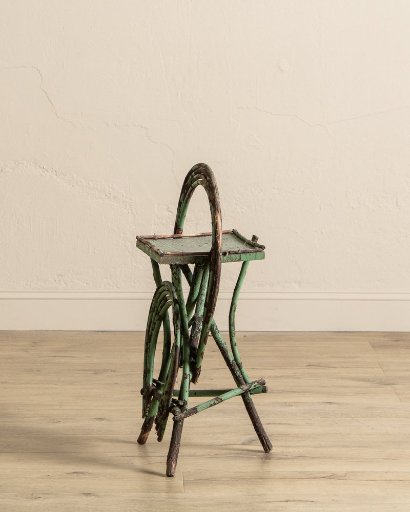 Green Folk Art Horseshoe Twig Side Table, Early 20th Century - Lone Fox