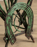 Green Folk Art Horseshoe Twig Side Table, Early 20th Century - Lone Fox