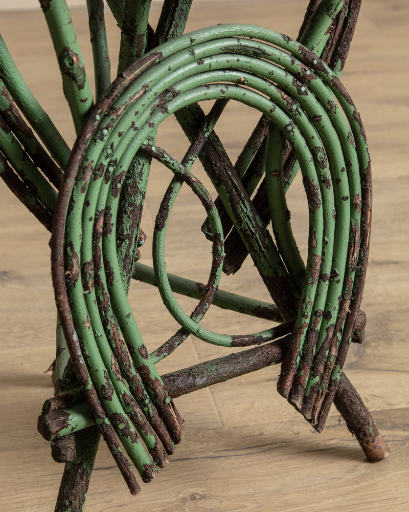 Green Folk Art Horseshoe Twig Side Table, Early 20th Century - Lone Fox