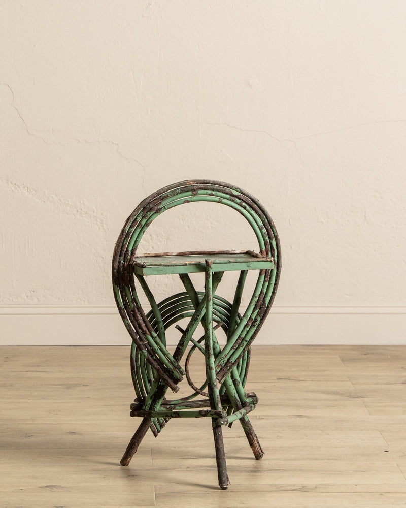 Green Folk Art Horseshoe Twig Side Table, Early 20th Century - Lone Fox