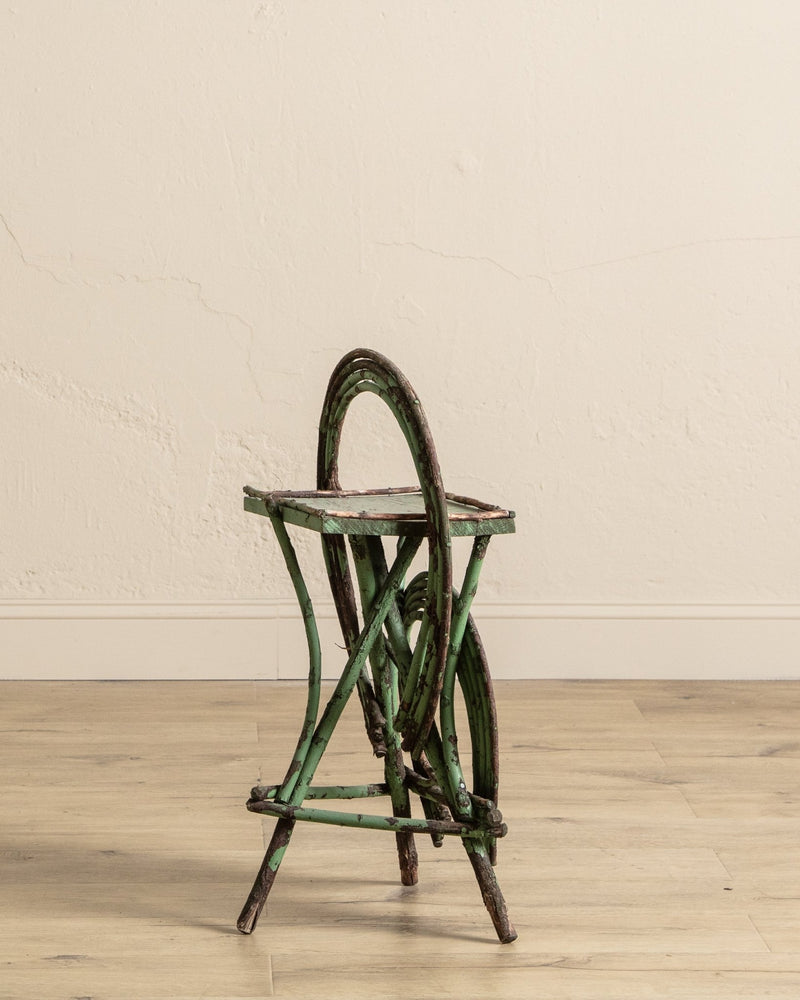 Green Folk Art Horseshoe Twig Side Table, Early 20th Century - Lone Fox