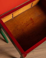 Green & Red Painted Side Table, Denmark, 1950's - Lone Fox