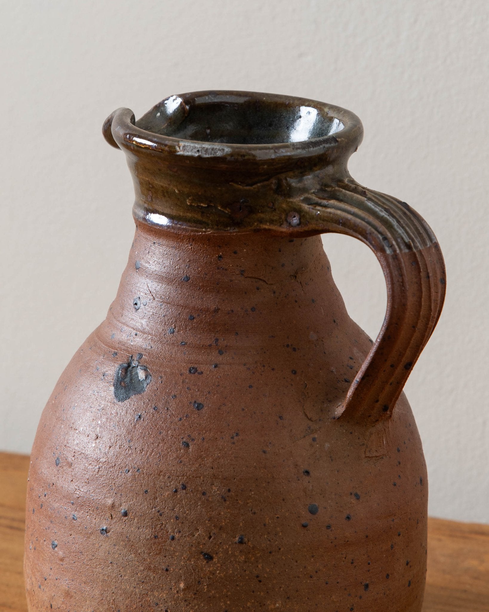 Green Rimmed French Pitcher, Signed – Lone Fox