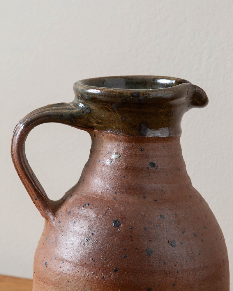 Green Rimed French Pitcher, Signed - Lone Fox