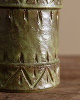Green Studio Pottery Jar w/ Lid, Italy, 1980's - Lone Fox