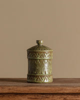 Green Studio Pottery Jar w/ Lid, Italy, 1980's - Lone Fox