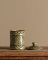 Green Studio Pottery Jar w/ Lid, Italy, 1980's - Lone Fox