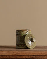 Green Studio Pottery Jar w/ Lid, Italy, 1980's - Lone Fox