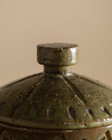 Green Studio Pottery Jar w/ Lid, Italy, 1980's - Lone Fox