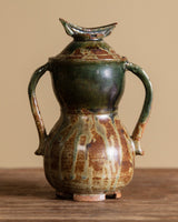 Green Studio Pottery Lidded Jar, American, 1970's - Lone Fox