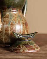 Green Studio Pottery Lidded Jar, American, 1970's - Lone Fox
