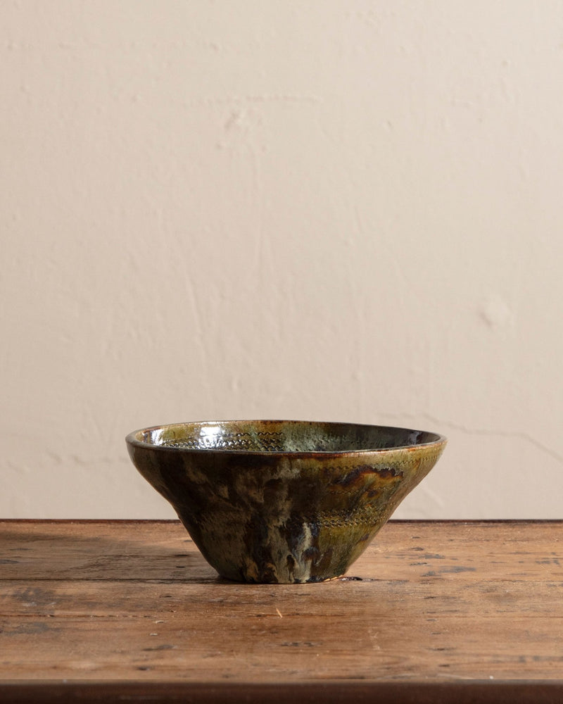 Green Studio Pottery Overglazed Bowl - Lone Fox