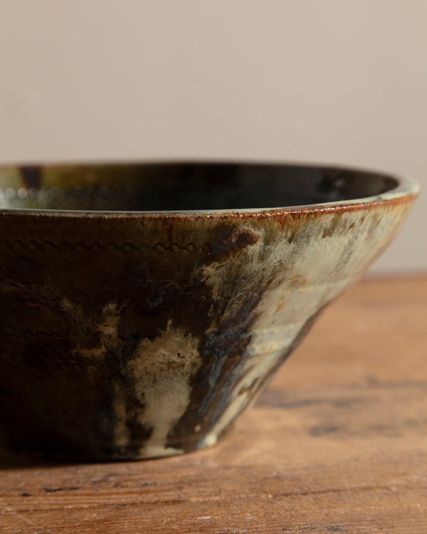 Green Studio Pottery Overglazed Bowl - Lone Fox
