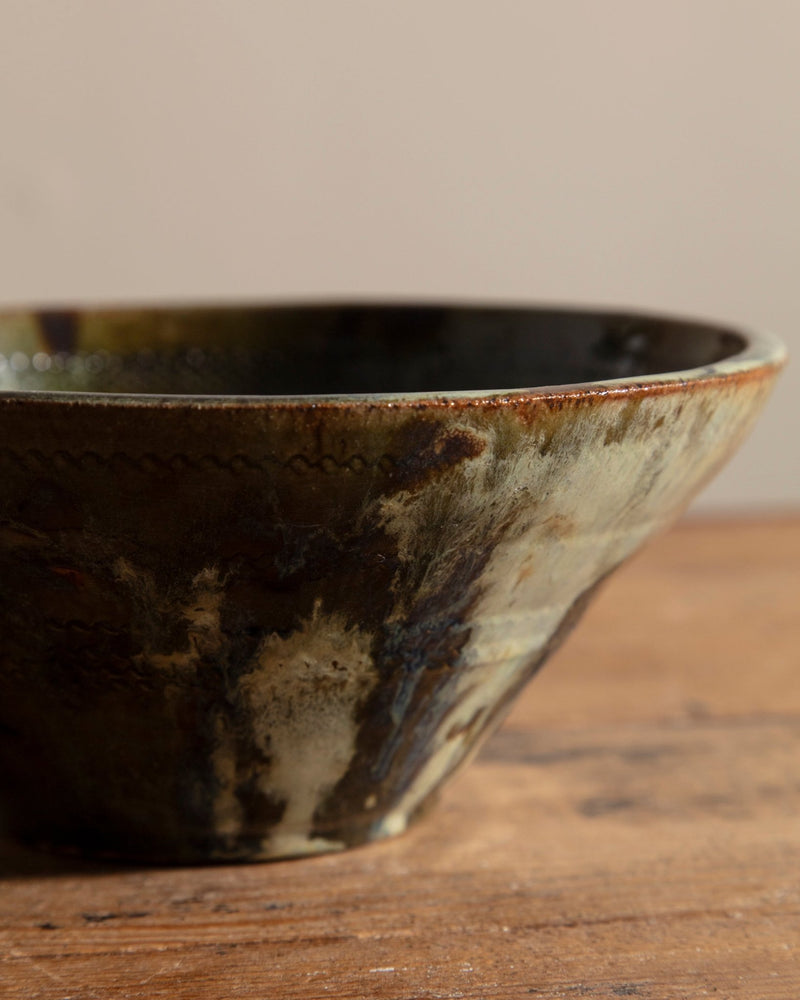 Green Studio Pottery Overglazed Bowl - Lone Fox