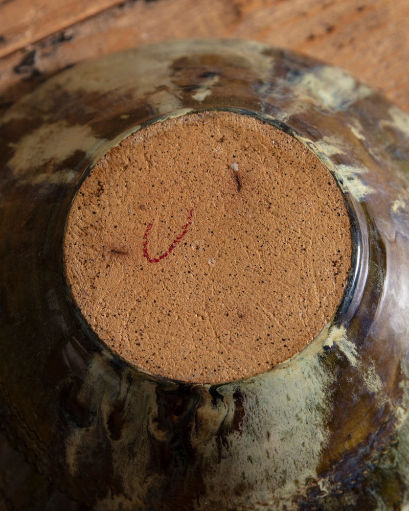 Green Studio Pottery Overglazed Bowl - Lone Fox