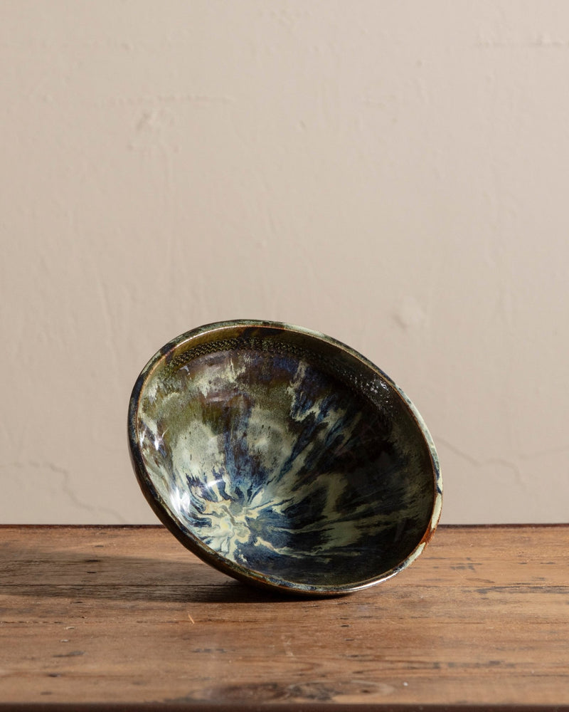 Green Studio Pottery Overglazed Bowl - Lone Fox