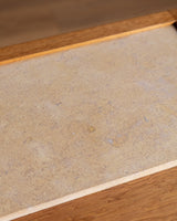 Guillerme et Chambron Oak Bar Cabinet with Travertine Top, France, 1970s - Lone Fox