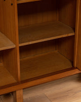 Guillerme et Chambron Oak Bar Cabinet with Travertine Top, France, 1970s - Lone Fox